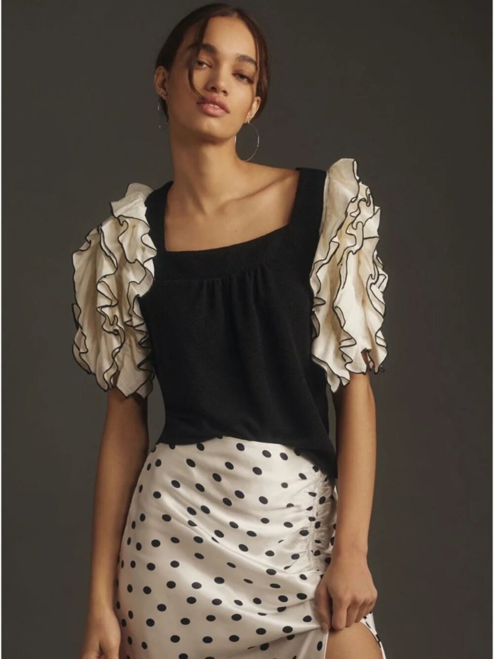 Sunday in Brooklyn for Anthropologie Black & Ivory Ruffle Top – XS